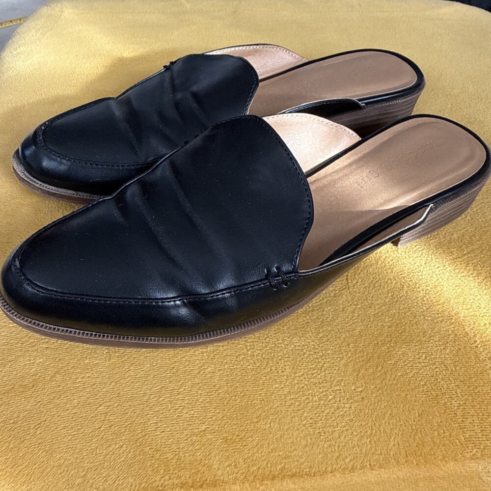 Steve Madden Girl Heather Flat Pointy Toe Mules Shoes Slip On Black Size 8.5M
